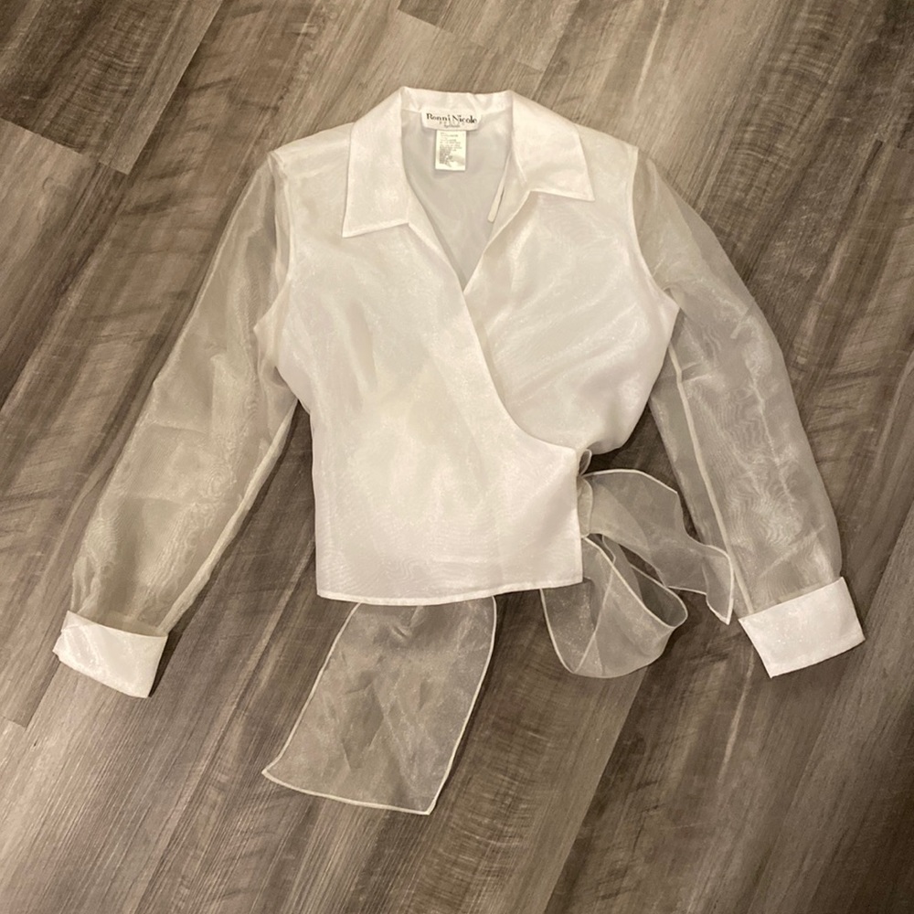 Ronni Nicole Petite by Ouida Sheer Blouse